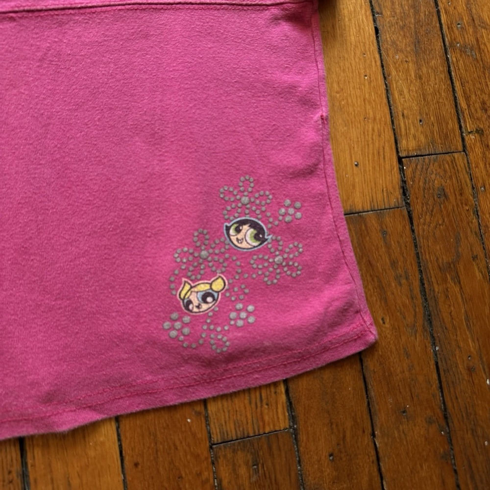 Vtg Powerpuff Girls Cropped Baby Tee Shirt Cartoon Network Pink Y2k 2000 - Picture 3 of 10